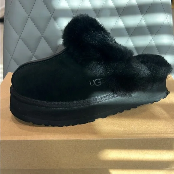 UGG Black Plush Lined Slippers - Picture 4 of 15